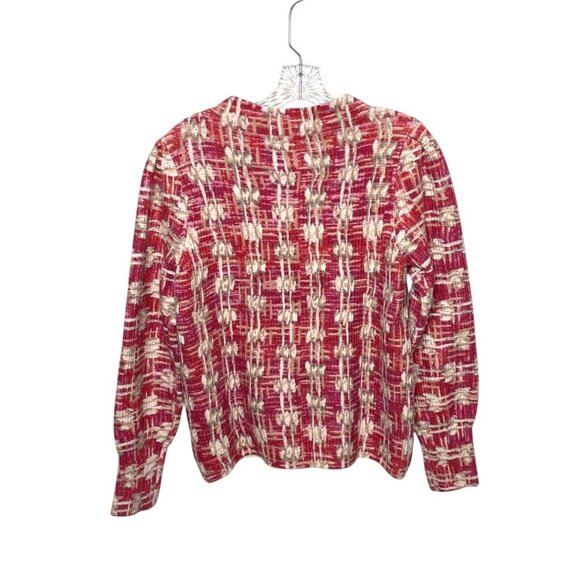 NEW Nic+Zoe Waffle Stitch Stamp Sweater Women's Red/Pink Long Sleeve Top Size L - Picture 2 of 5